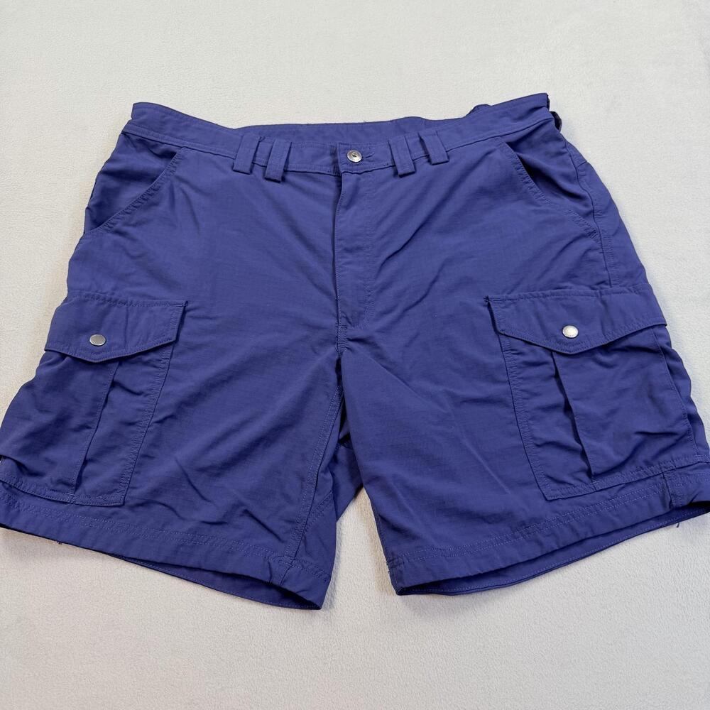 Duluth Trading Co Cargo Shorts Mens 40 Blue Nylon Elastic Waist 9 Inseam